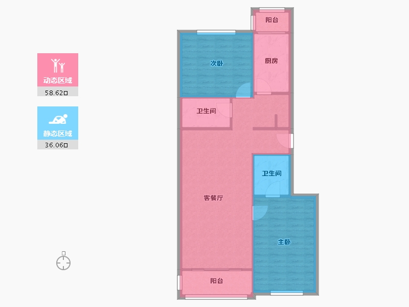 北京-北京市-西上园-一区-90.00-户型库-动静分区