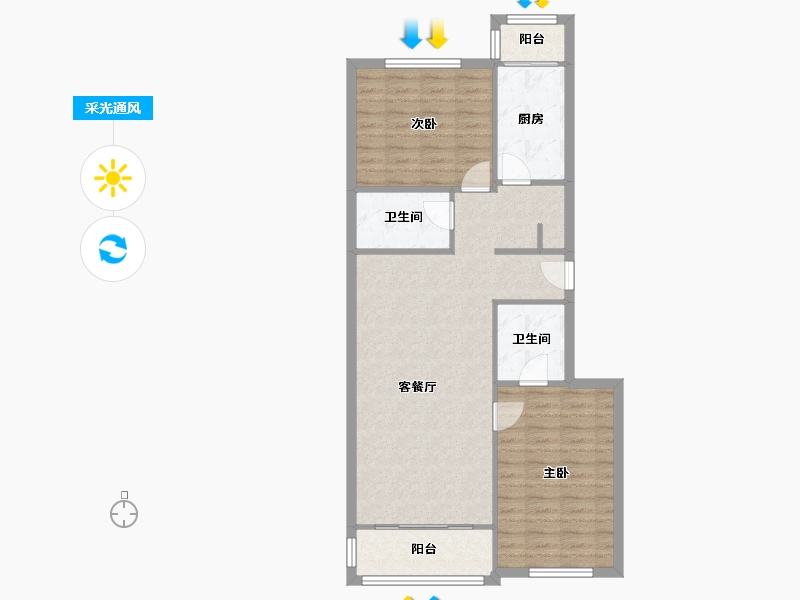 北京-北京市-西上园-一区-90.00-户型库-采光通风