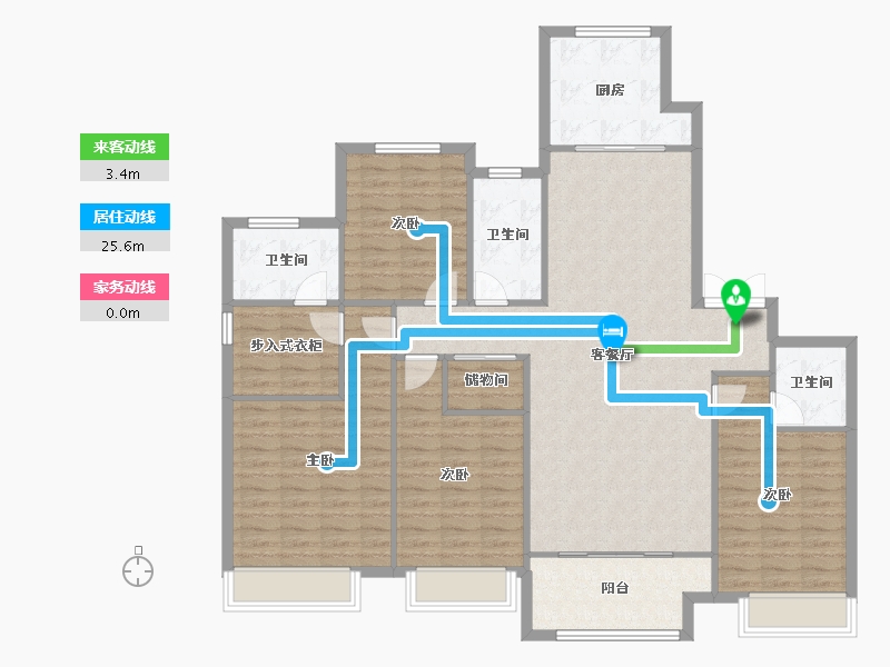 陕西省-西安市-西港碧水湾-144.00-户型库-动静线