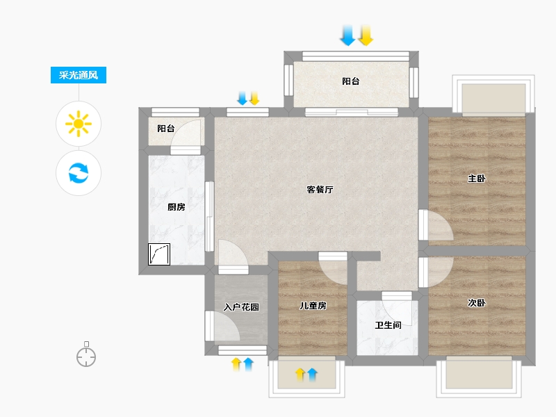 广东省-广州市-智睿花园-62.00-户型库-采光通风