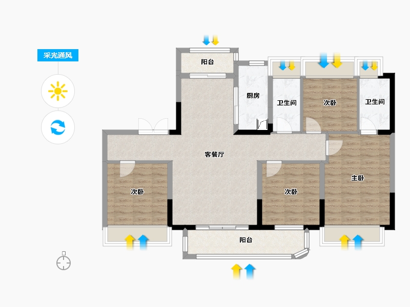 江苏省-南通市-十里江山-109.00-户型库-采光通风