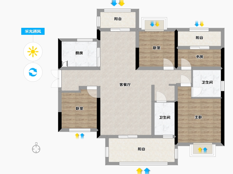 湖南省-郴州市-湖南建工东玺台-110.00-户型库-采光通风