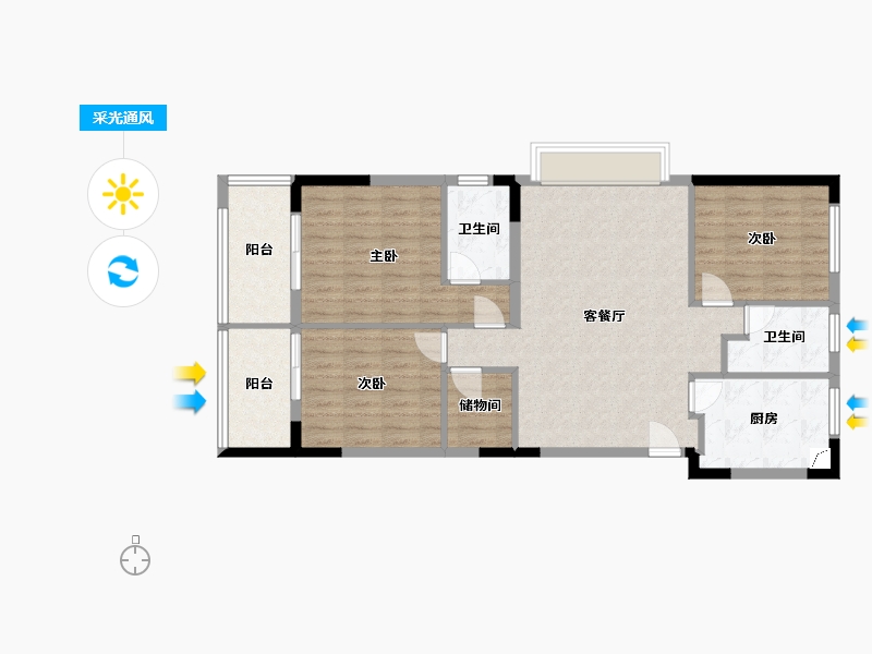 浙江省-温州市-旸景嘉园-95.00-户型库-采光通风