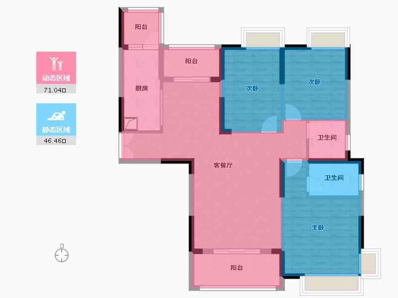 湖南省-长沙市-lingyu-100.00-户型库-动静分区