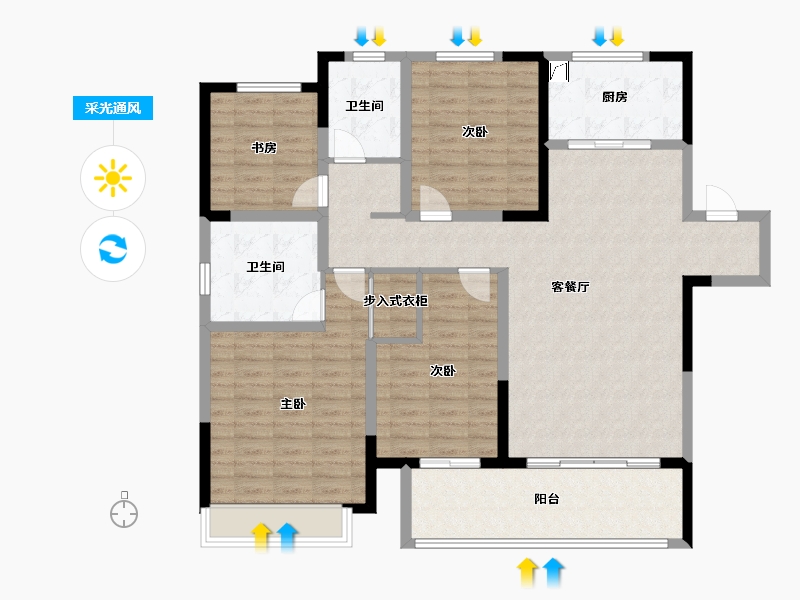 河南省-郑州市-联盟新城五期东方即白-125.00-户型库-采光通风