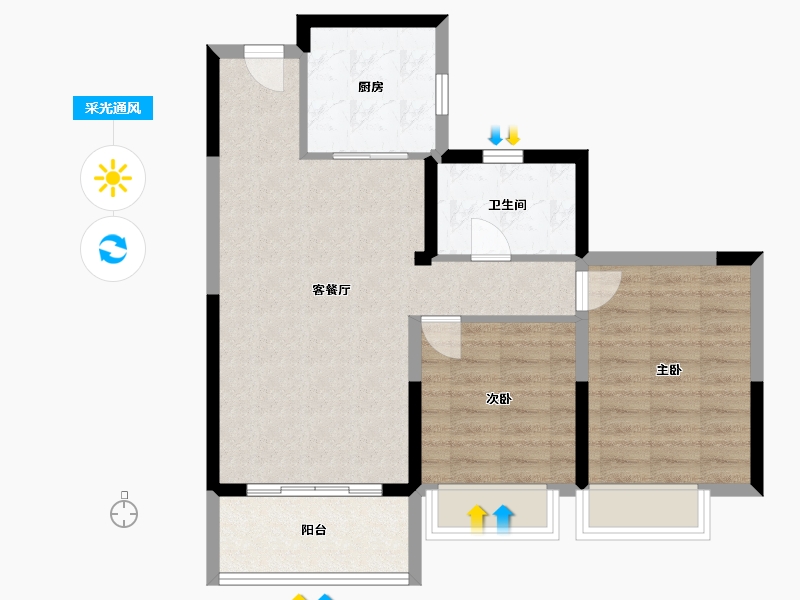 山东省-德州市-华耀城悦珑湾小区-70.00-户型库-采光通风