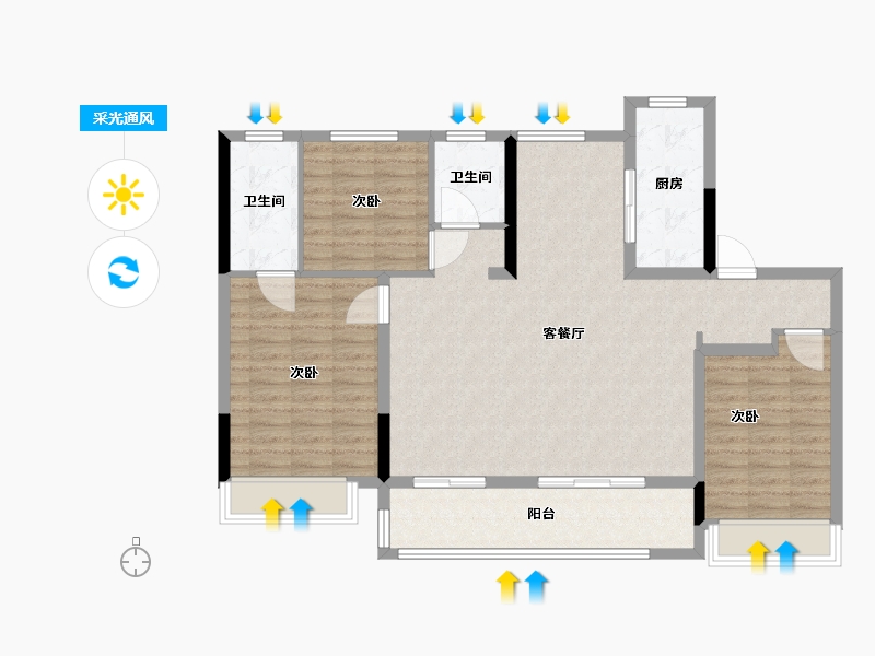 江苏省-无锡市-龙湖长泰景粼天著-108.00-户型库-采光通风