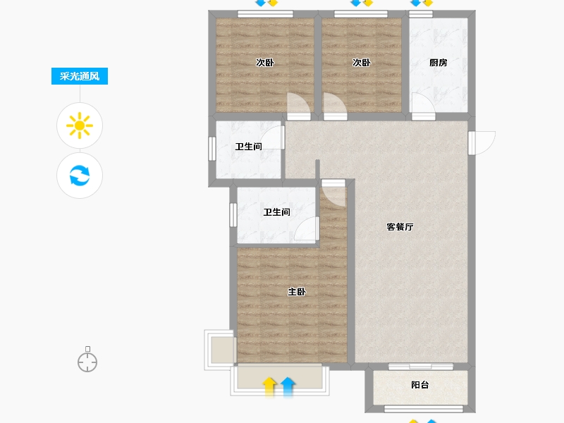 河北省-廊坊市-新城昕樾-110.00-户型库-采光通风