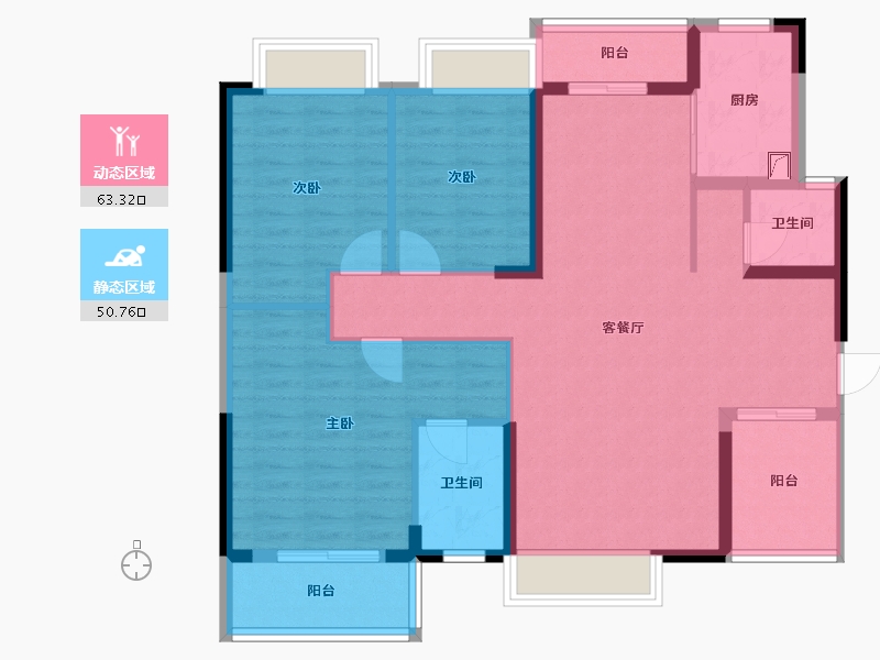 湖南省-长沙市-凌云府-100.00-户型库-动静分区