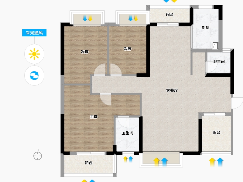 湖南省-长沙市-凌云府-100.00-户型库-采光通风