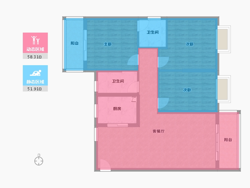 湖北省-武汉市-贾岭村还建房-99.00-户型库-动静分区