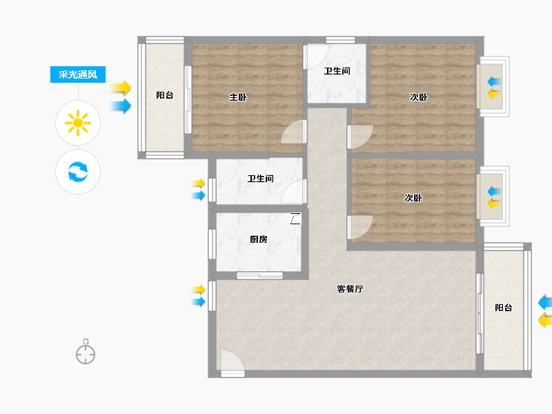 湖北省-武汉市-贾岭村还建房-99.00-户型库-采光通风