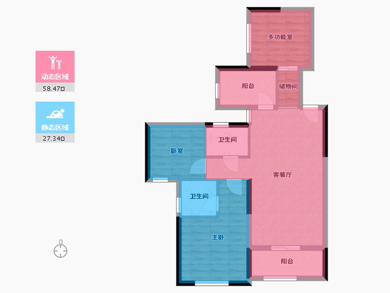 湖南省-长沙市-鸿海公园里-73.00-户型库-动静分区