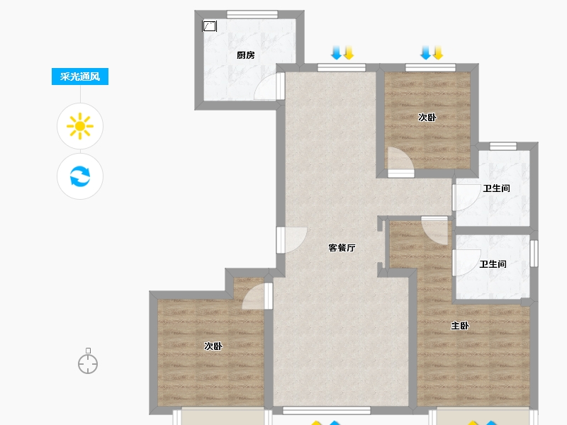 内蒙古自治区-通辽市-林语江南-97.00-户型库-采光通风