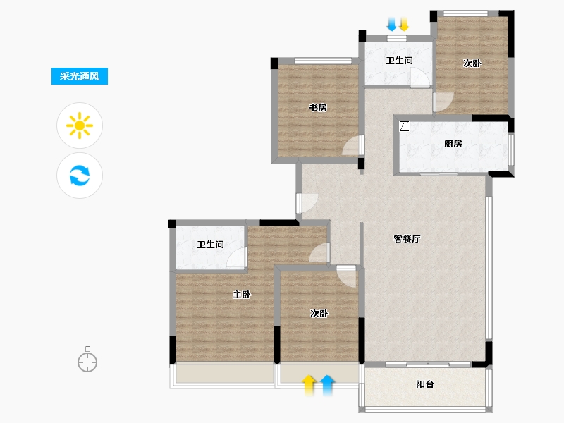 浙江省-绍兴市-融创绍兴壹号院-168.00-户型库-采光通风