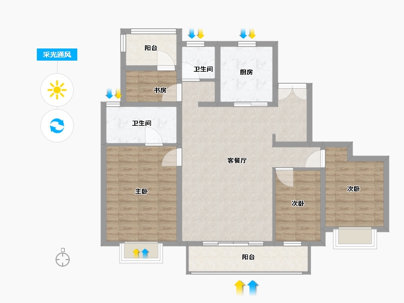 浙江省-台州市-云樾观岭-106.00-户型库-采光通风