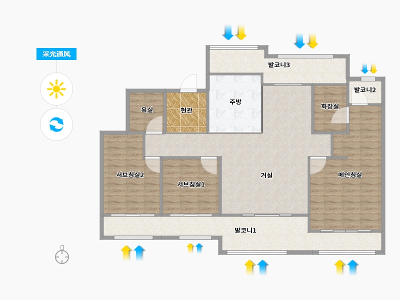 경기도-성남시 분당구-봇들9단지휴먼시아어울림-132.29-户型库-采光通风