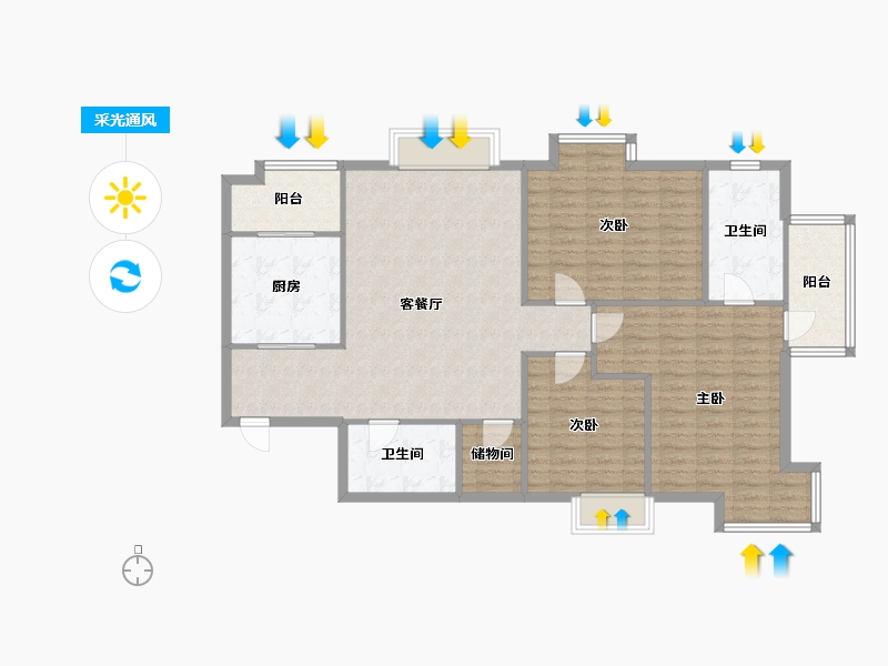 天津-天津市-新园村-二期-120.00-户型库-采光通风