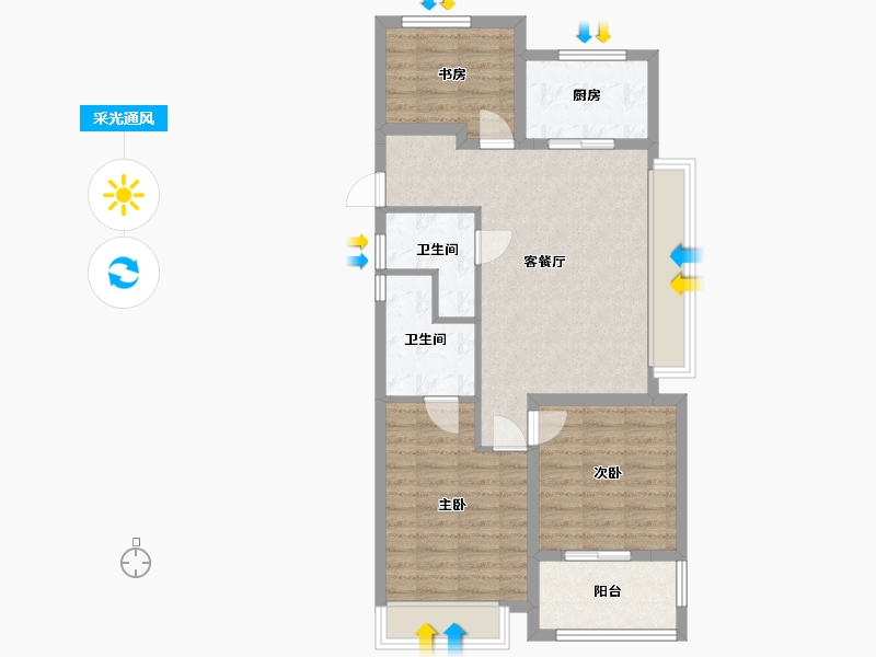 浙江省-杭州市-保利潮和阅江台轩-100.00-户型库-采光通风