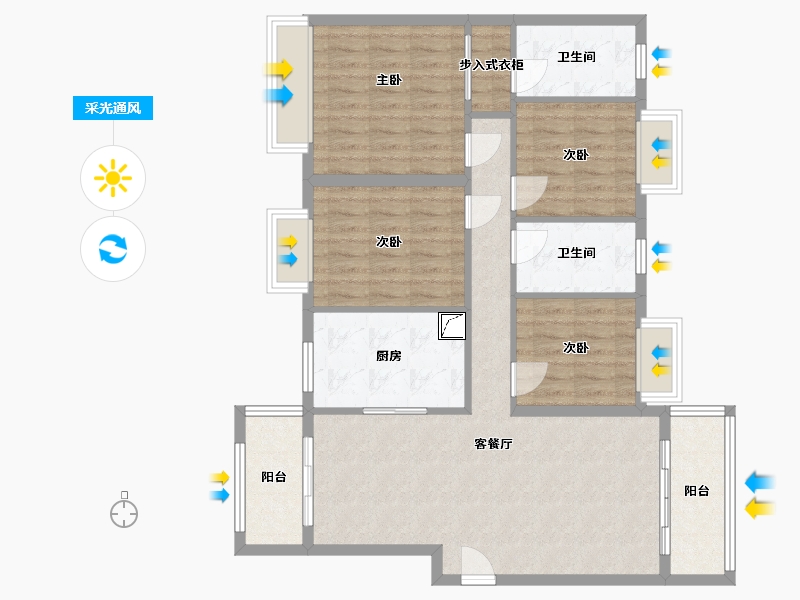 湖南省-岳阳市-美的铂悦府-100.00-户型库-采光通风