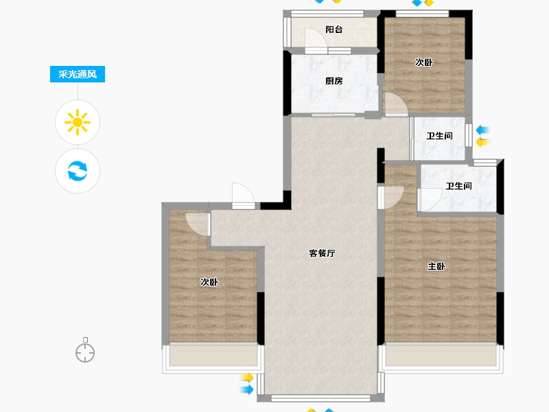 河南省-周口市-碧桂园-94.90-户型库-采光通风