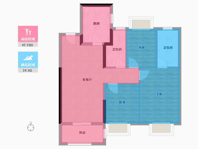 江苏省-南京市-都会学府-70.00-户型库-动静分区