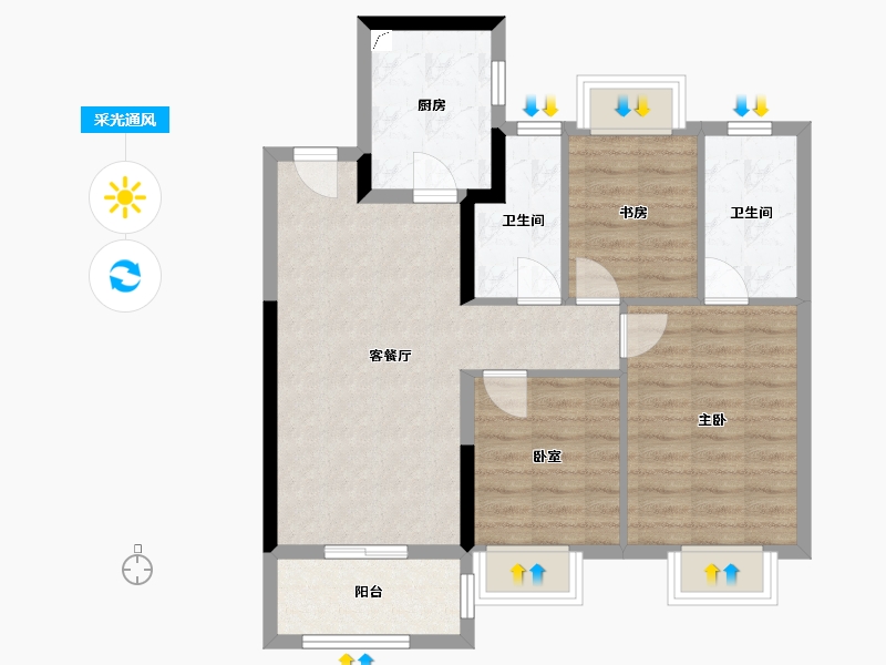 江苏省-南京市-都会学府-70.00-户型库-采光通风