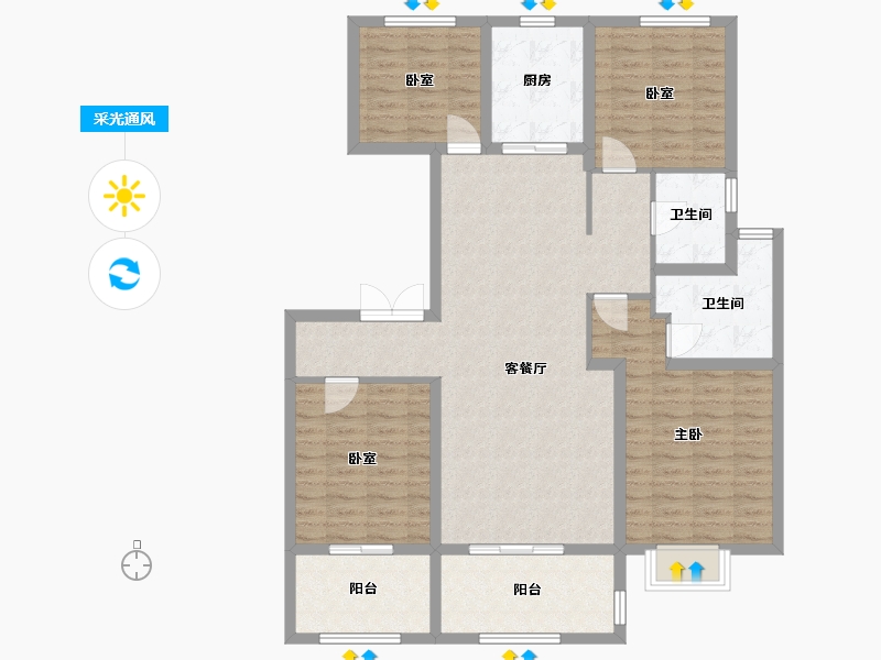 江苏省-镇江市-瀚园-120.00-户型库-采光通风