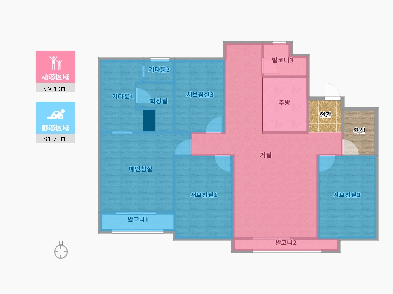 경기도-성남시 분당구-봇들7단지엔파트-137.55-户型库-动静分区