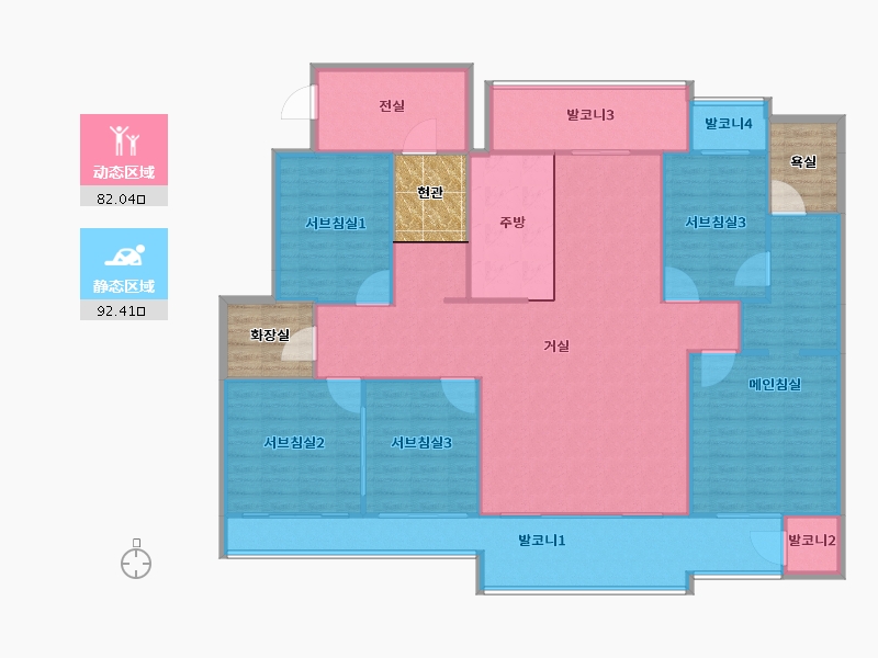 경기도-수원시 팔달구-수원화서래미안클래식-176.06-户型库-动静分区