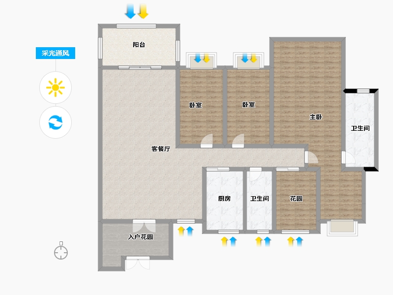 广西壮族自治区-贺州市-春天·五彩江南-188.00-户型库-采光通风