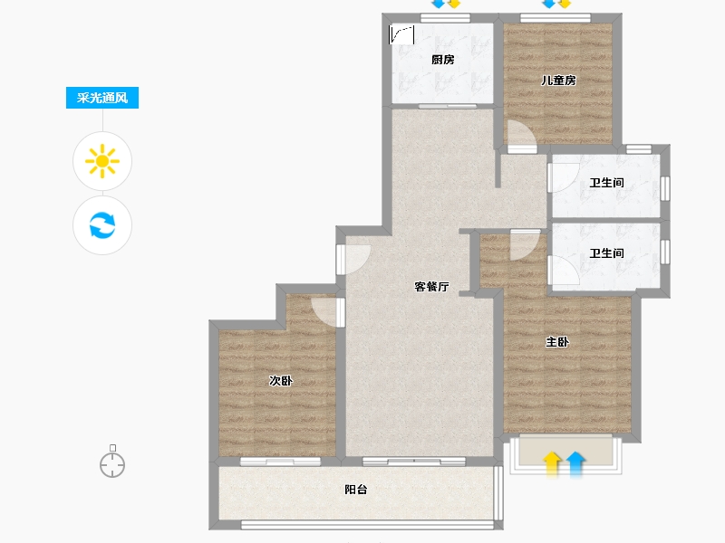 浙江省-温州市-九山金茂府-99.00-户型库-采光通风