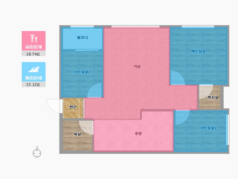 경기도-수원시 팔달구-수원시 팔달구_만강_73㎡-74.09-户型库-动静分区