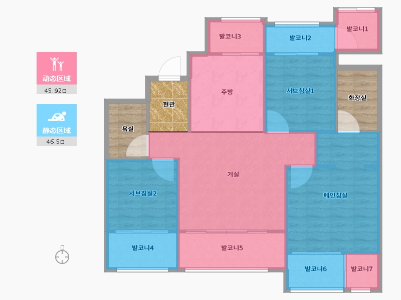 경기도-용인시 수지구-광교마을45단지-96.73-户型库-动静分区