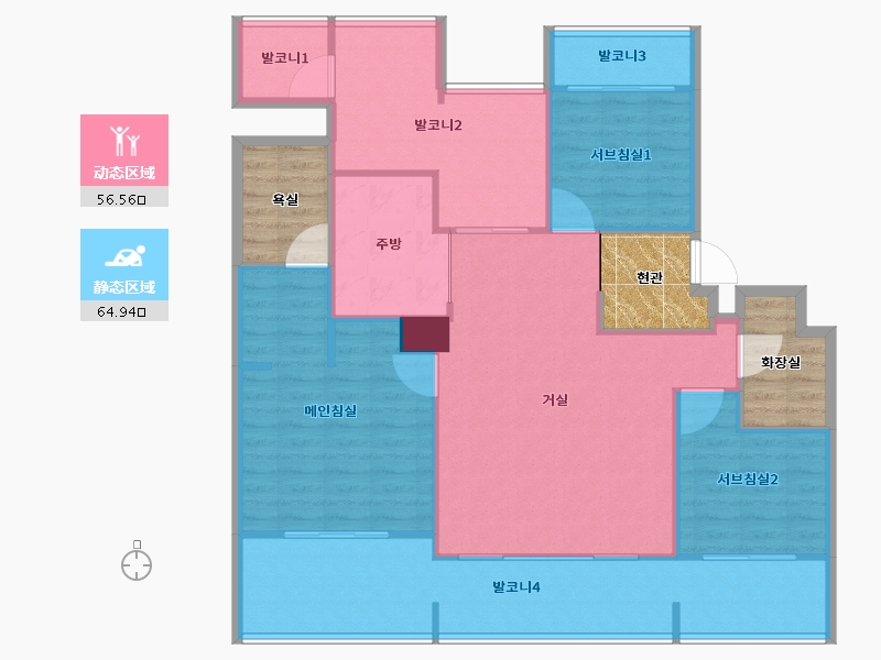 경기도-용인시 수지구-버들치마을성복힐스테이트3차-125.06-户型库-动静分区