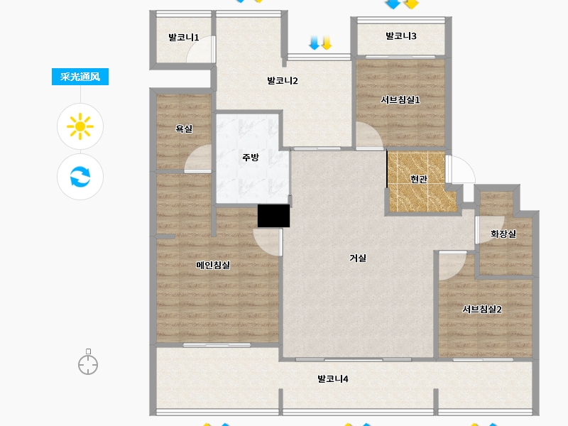 경기도-용인시 수지구-버들치마을성복힐스테이트3차-125.06-户型库-采光通风