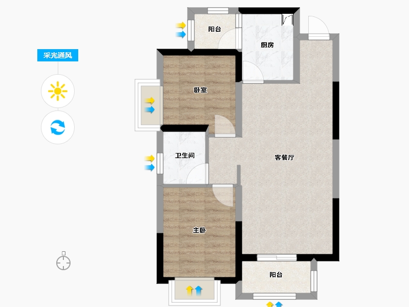 四川省-成都市-中粮蜀西祥云（康德馨苑）-63.07-户型库-采光通风