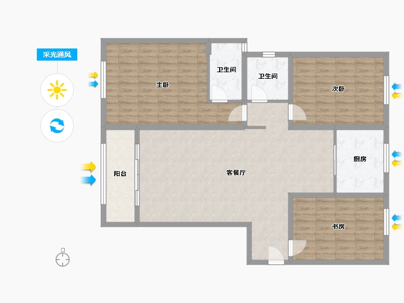 山东省-济南市-冷水泉居-120.00-户型库-采光通风