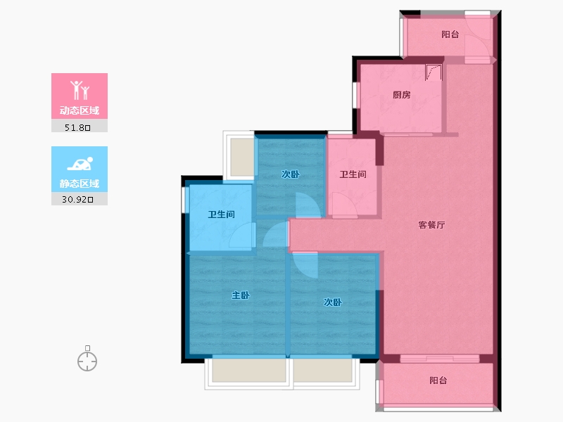 广东省-佛山市-保利时代天珀-77.64-户型库-动静分区