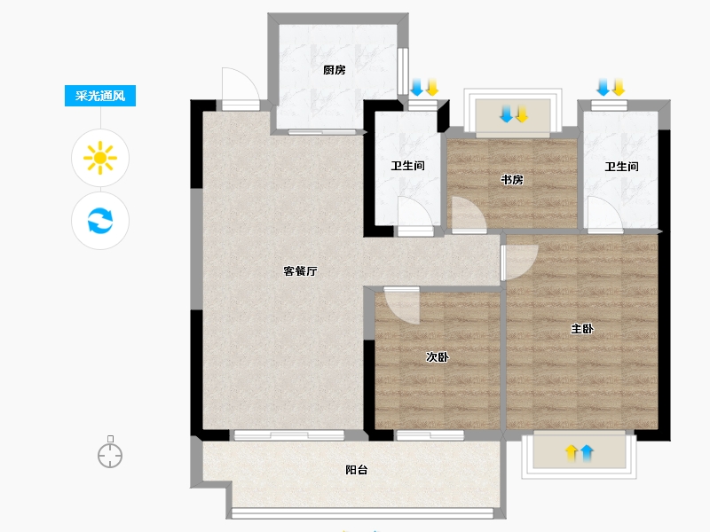 福建省-泉州市-晋江阳光城丽景湾-80.00-户型库-采光通风