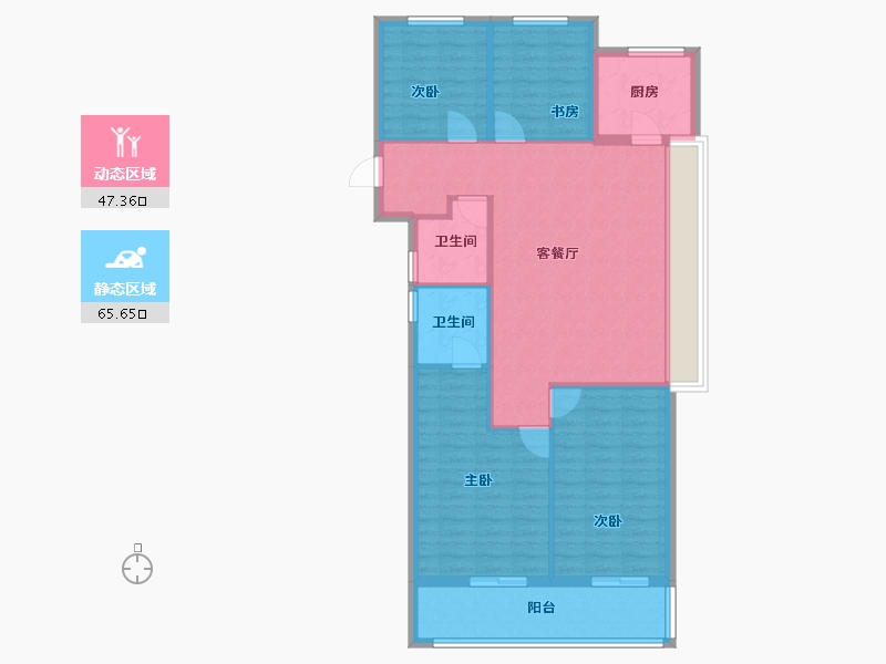 浙江省-杭州市-望涛月明-119.00-户型库-动静分区