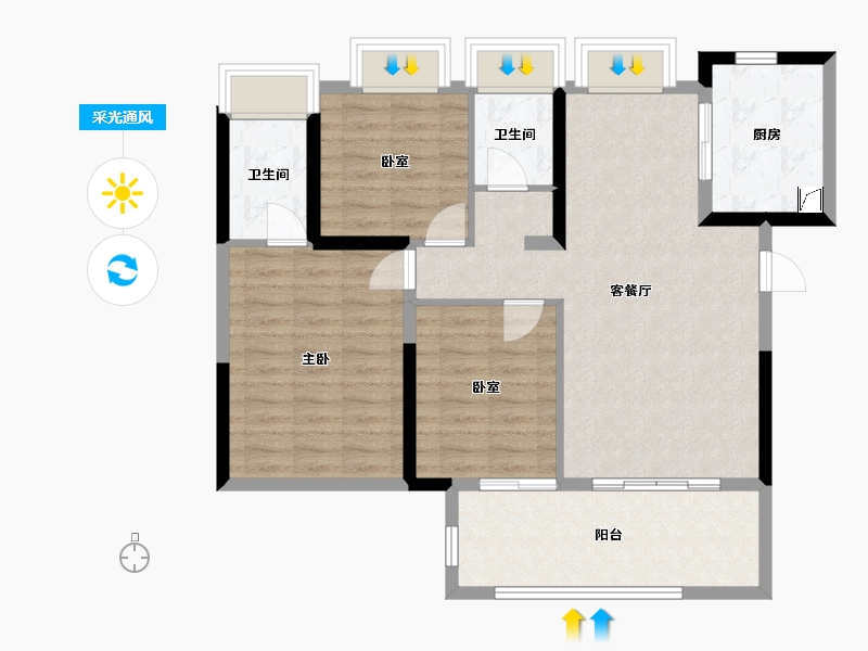 湖北省-孝感市-保利香颂-98.00-户型库-采光通风