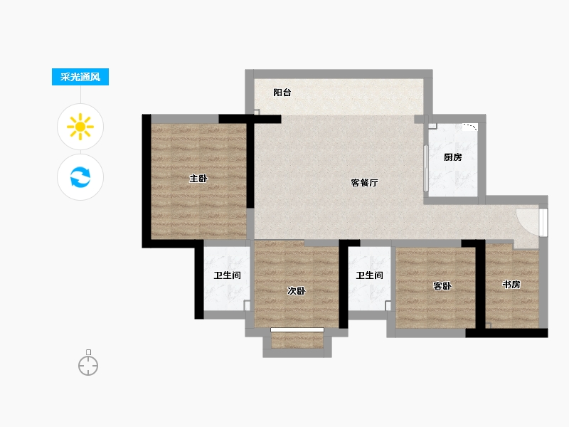 湖南省-长沙市-天下一家-82.55-户型库-采光通风