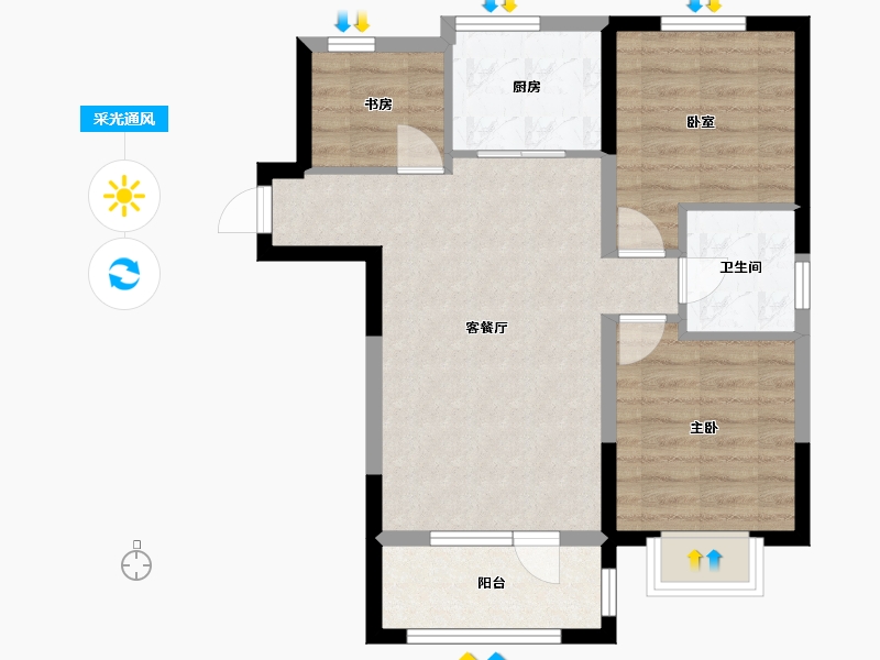 河北省-廊坊市-首开国风悦府-63.86-户型库-采光通风