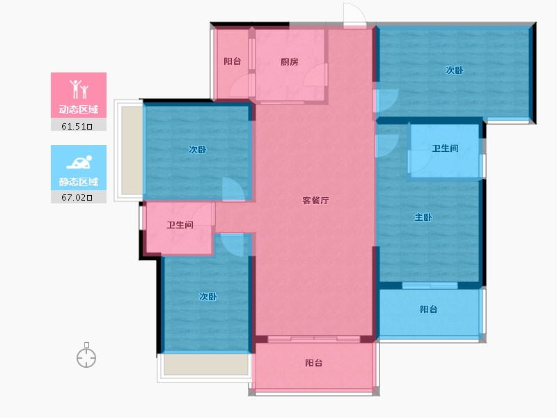 湖南省-常德市-裕泰兰园广场-115.00-户型库-动静分区