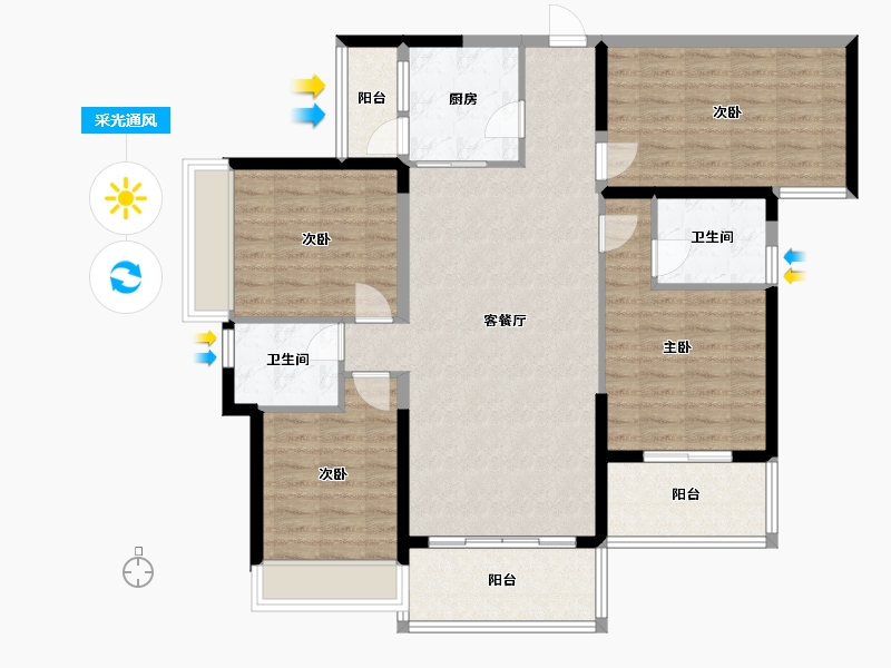 湖南省-常德市-裕泰兰园广场-115.00-户型库-采光通风