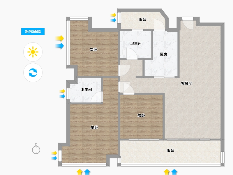 广东省-珠海市-华发新城-五期-105.00-户型库-采光通风