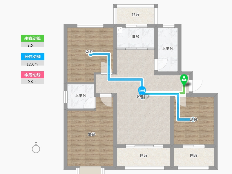 河北省-衡水市-文轩花园-87.90-户型库-动静线