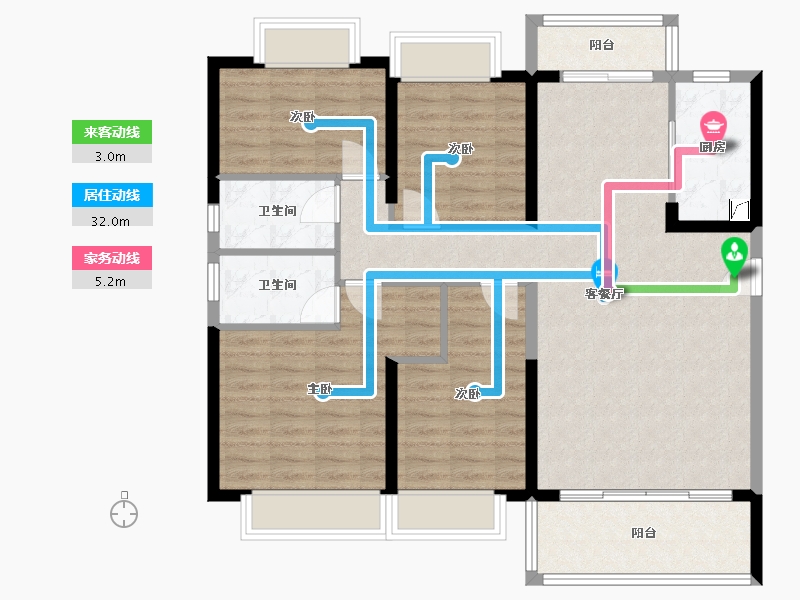 湖南省-益阳市-碧桂园-110.66-户型库-动静线