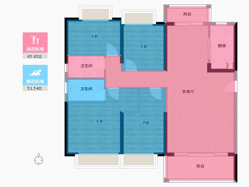 湖南省-益阳市-碧桂园-110.66-户型库-动静分区